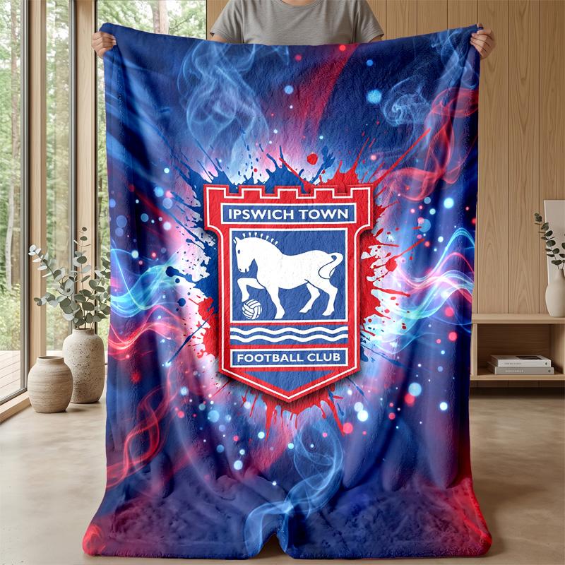 Ipswich Town Football Print Flannel Blanket, Soft Warm Lightweight Throw Blanket for Sofa Bed Camping