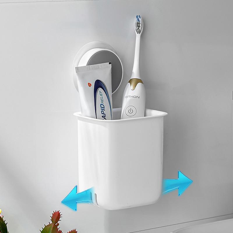 Toothbrush Wall Mounted Holder Toothpaste Mouth Cup Drill-Free Bathroom Storage Shelf Portable Rack