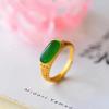 Vietnamese Jade-Inlaid Gold Couple Rings - Adjustable Feng Shui Jewelry
