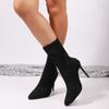 Booties Women's High Heel Stiletto Heel Pointed Toe Stretch Skinny Boots Autumn and Winter High Heels New Sexy Mid-Leg Boots