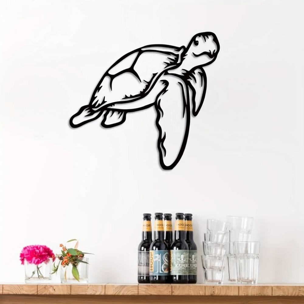 1pc Unique Sea Turtle Metal Wall Decor - Geometric Cut Out Plaque Art for Bedroom, Ideal for Christmas