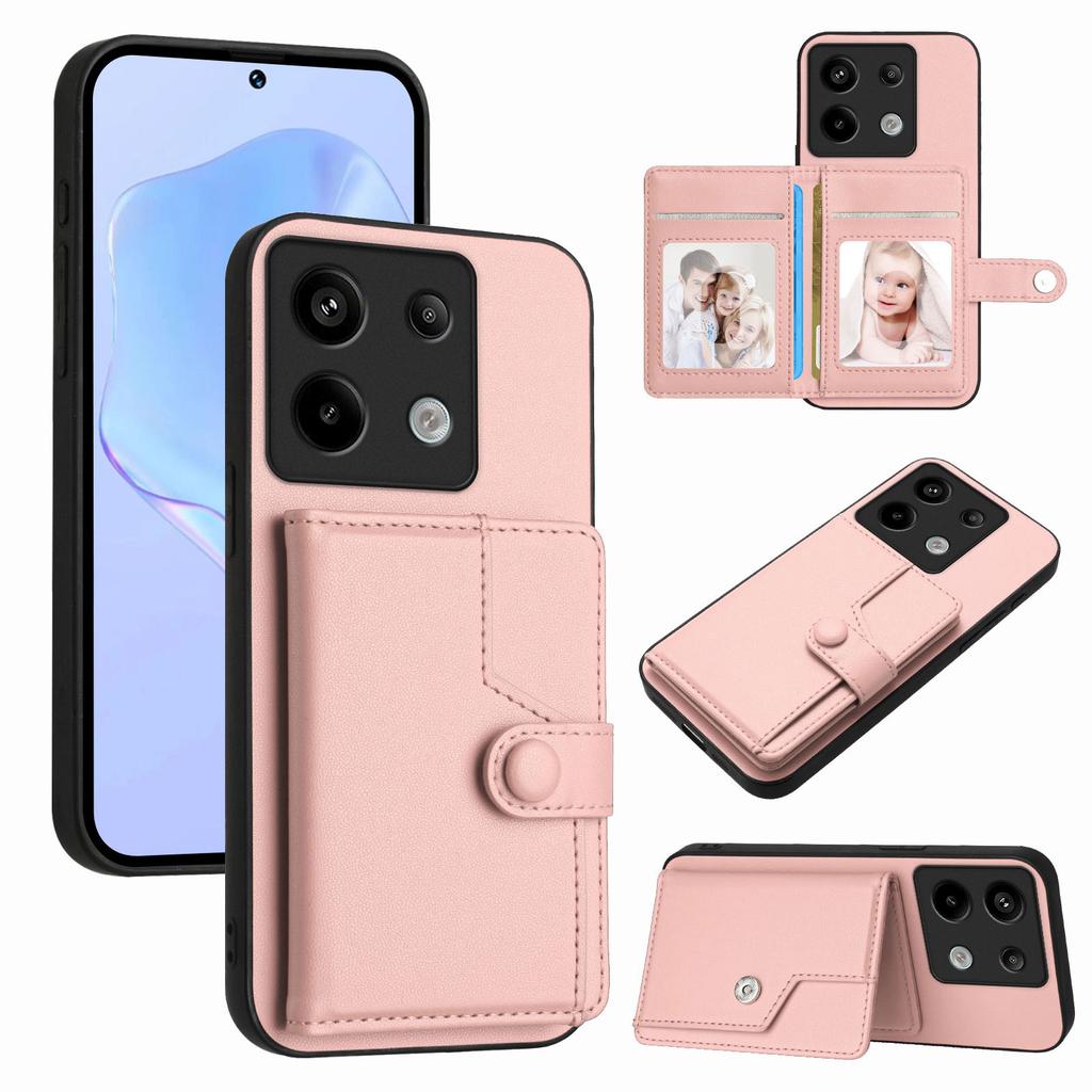 Für Xiaomi Poco X6 5G/Xiaomi Redmi Note 13 Pro 5G Hülle RFID-Blockierender Kartenhalter Ständer TPU + PU-Leder Handy-Rückseite