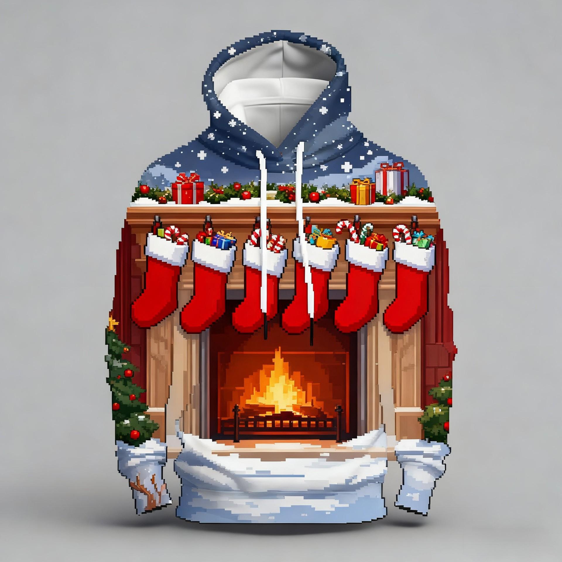 

Толстовки Рождественской серии с цифровой печатью Мужские Женские Универсальные Теплые Удобные Повседневные Толстовки 6XL