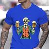 Skeleton Cheers Beers Print Summer T-shirt Men Skeleton and Beer Pattern Funny T Shirts Man Beer Lover Gifts Fashion Casual Tops