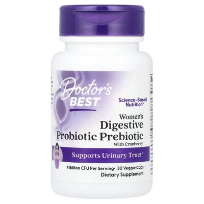 Women's Digestive Probiotic Prebiotic, Containing Cranberry, 4 Billion CFU, 30 Veggie Capsules
