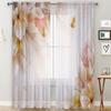 2 ks závěsů s pomerančovými květy: vhodné do obývacího pokoje/pro denní použití, svěží a elegantní, průsvitné záclony z gázy tyčového typu