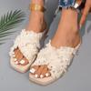 Fashion Gladiator Women's Open Toe Weave Slippers Comfort Flats Slides Summer Casual Beach Vacation Shoes 36-43