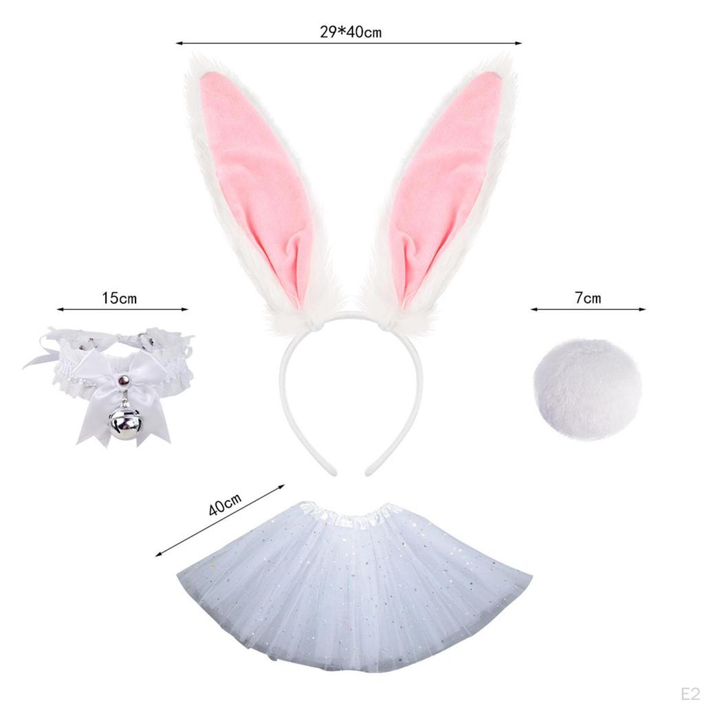 Bunny Ears Headband Tail Set Costume Accessories for Animal Themed Parties