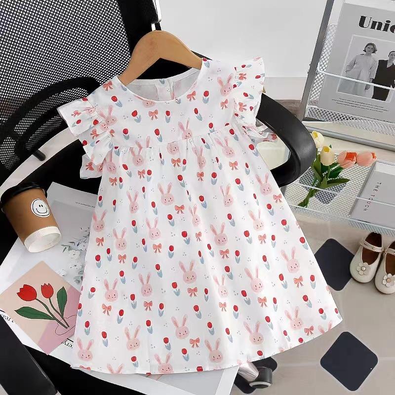 Girls Summer Cotton Floral Dress Thin Princess Cute Baby Girl Party Dress Casual Beach Sundress For Kids