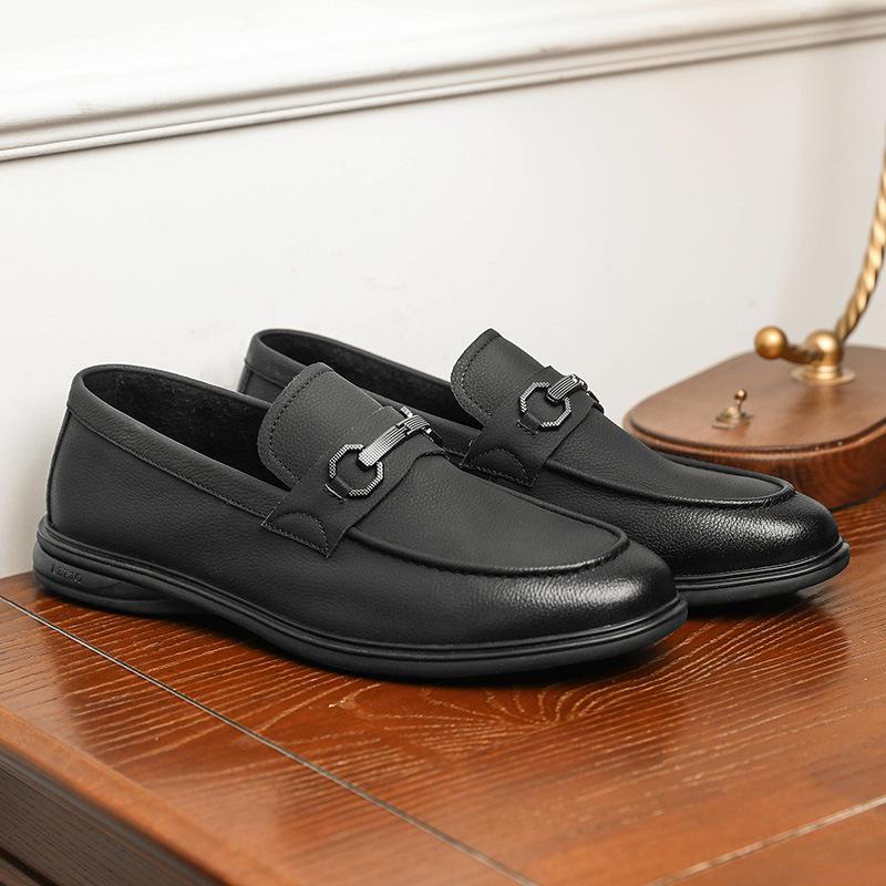 Desai Birinci Katman İnek Derisi Erkek Ayakkabıları İş Elbisesi Yumuşak Tabanlı Loafer'lar Retro İngiliz Deri Ayakkabılar Tek Pedallı Erkek Ayakkabıları