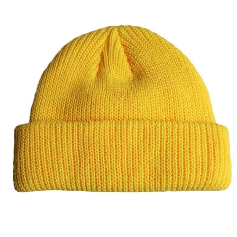 Korean unisex solid color fashion hexagonal beanie knit hat hip-hop pullover hat ski hat wool hat