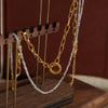 Fashionable Niche Titanium Steel Gold-plated Ring Pendant Handmade Bead Double Layered Necklace Jewelry for Women