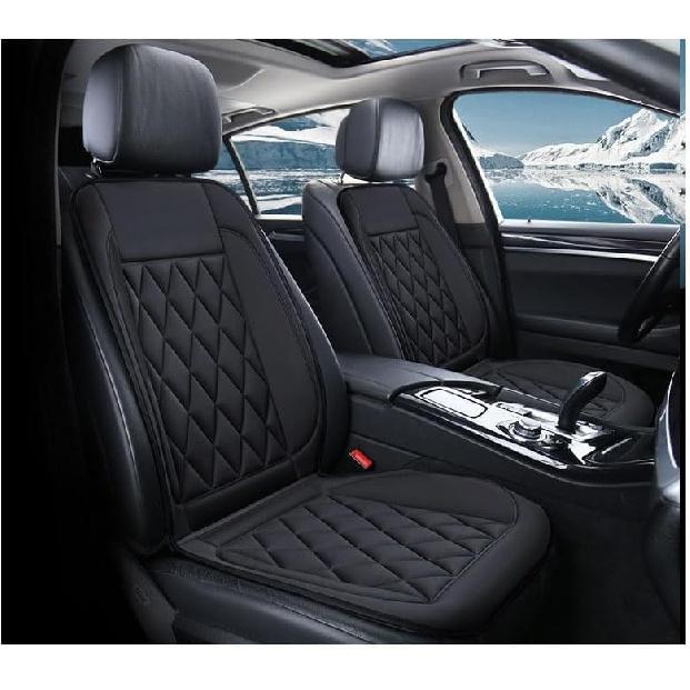New Comfortable Leather Heated Seat Cushion,Heated Seat Cover Pad,Universal Soft Seat Chair Cushion with Full Back Support