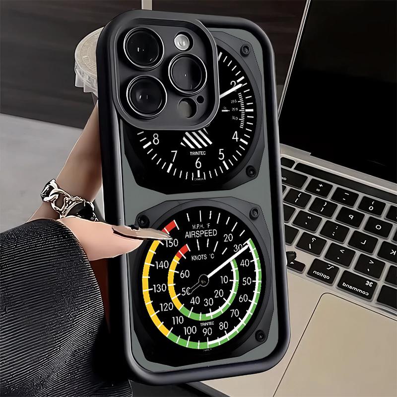 Phone Case for iPhone 17 Air 16E 15 16 Pro Max Aircraft Instrument Cockpit Radar Cover 14 Plus 13 12 Mini Soft Shell Silicone Fu