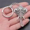 Elephant Horse Animal Duo Pendant Antique Bronze Metal Keychain with 30mm Ring for Students Hot Sale