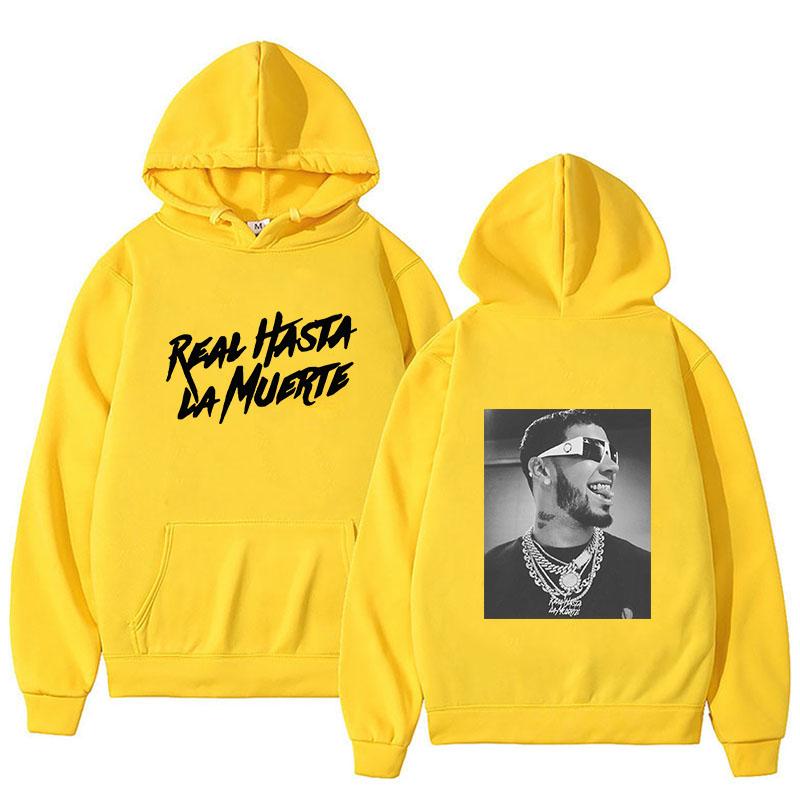 

Толстовка с капюшоном Anuel AA с принтом, пальто Real Hasta La Muerte, повседневный спортивный костюм, костюм унисекс, женская одежда, пуловер с капюшоном в стиле аниме XL