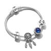 Bracelet Blue Transparent Shining Round String Mother'S Day Beaded Pendant Silver Plated Bracelet Bracelet Loose Beads