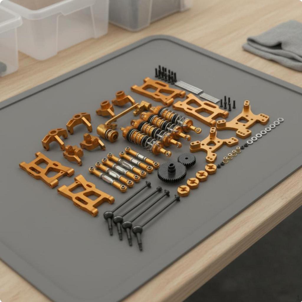 1:12 1:14 RC Car Metal Upgrade Kit Modification Parts Set with Front and Rear Swing Arms Steering