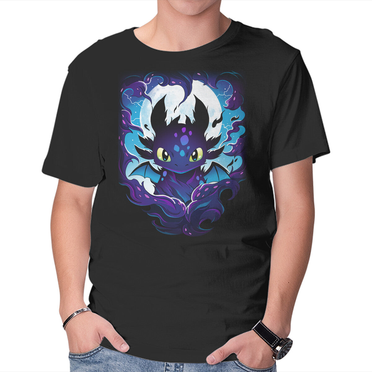 Unisex Crew Neck T-Shirt Darkness Dragon Graphic Short Sleeve Casual Tee XS