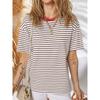 Acelitt Casual All-matching O-neck Pullover Women 2025 Summer New Stripe Print Short Sleeve T-shirt