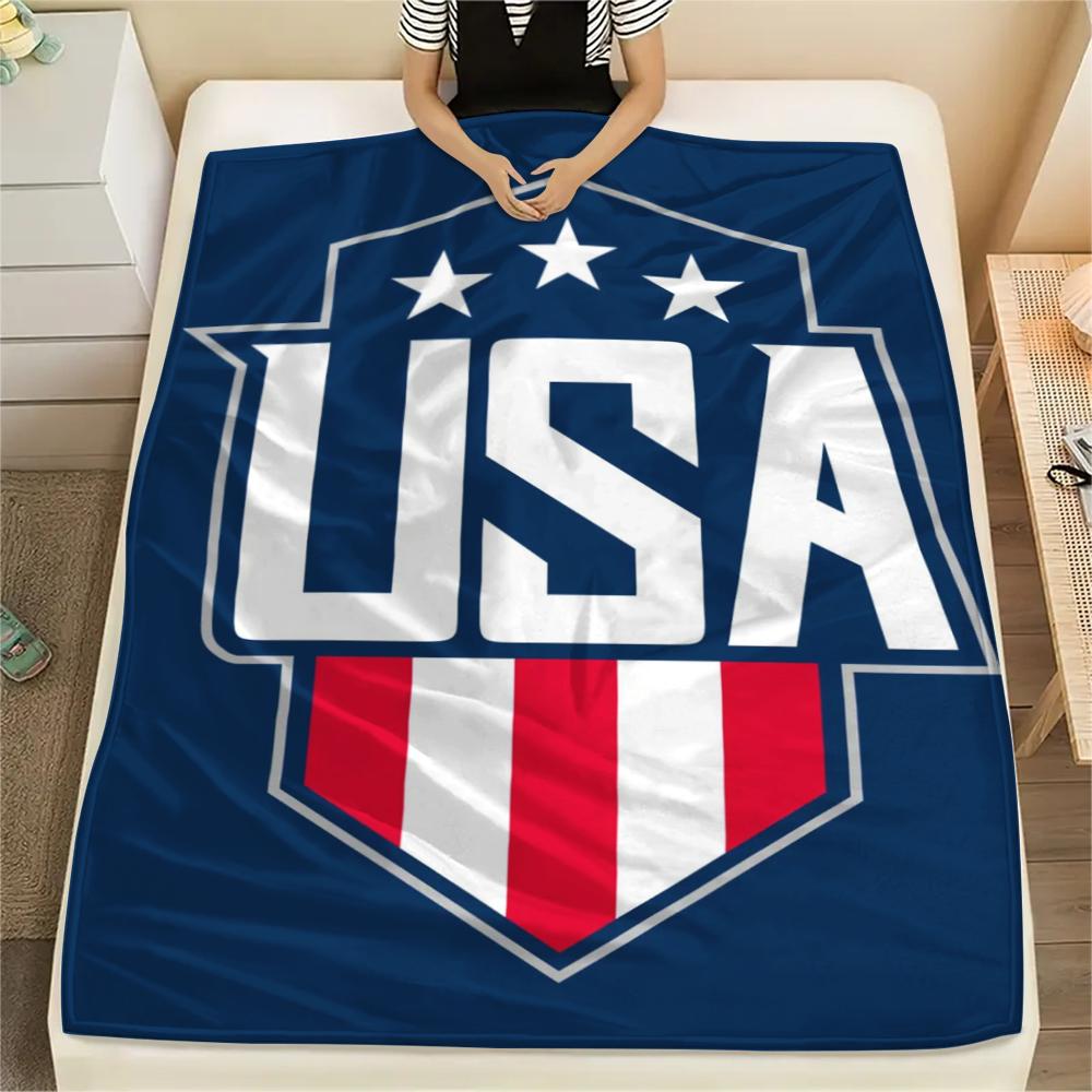 1Pc USWNT Print Flannel Blanket, High quality Comfortable for All Seasons, Home Decor, Warmth and Comfort, Perfect for Christmas GiftS