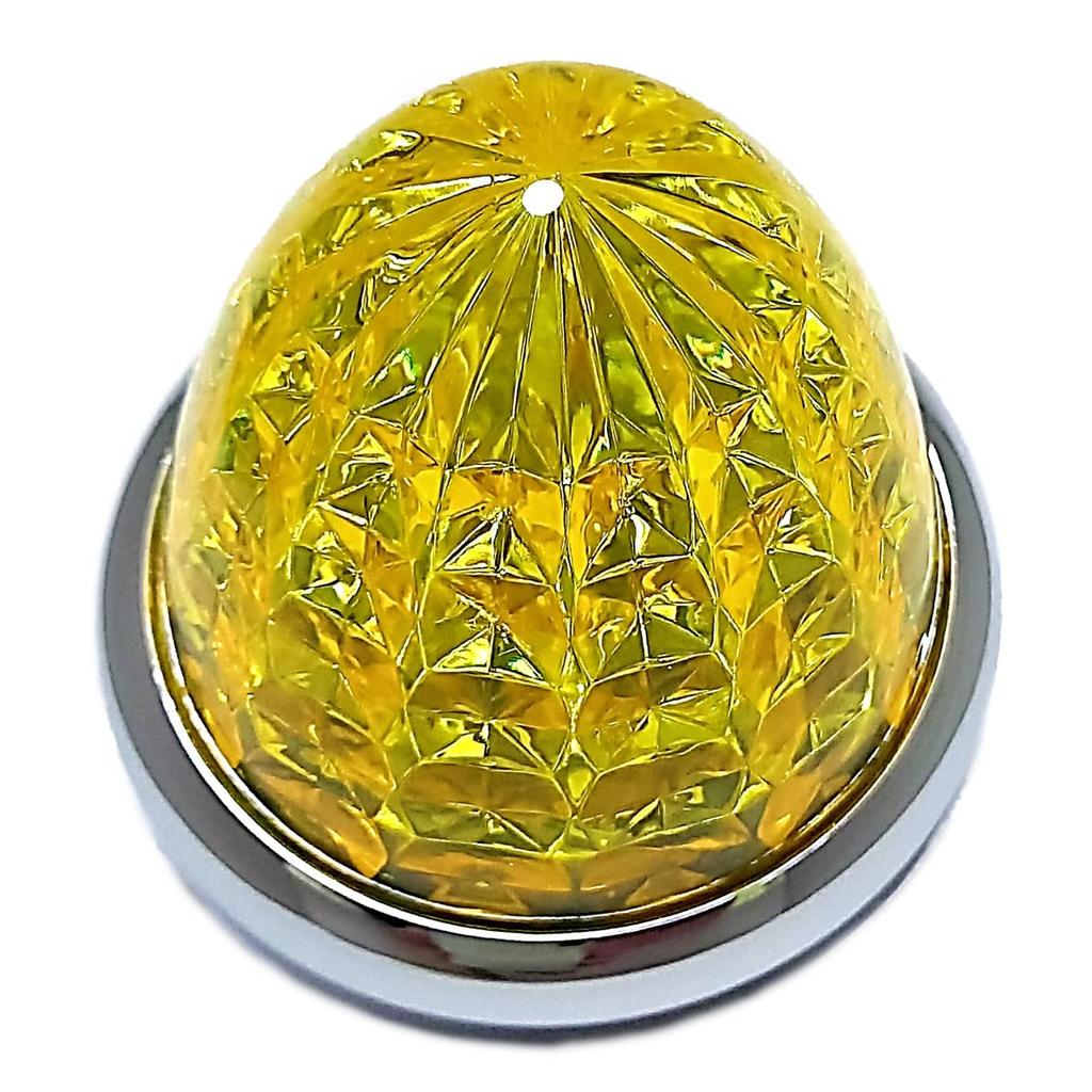 Gearl 24V LED Marker Lamp Side Marker Plated Ring Truck Supplies (Yellow Lens, 2 Pieces)