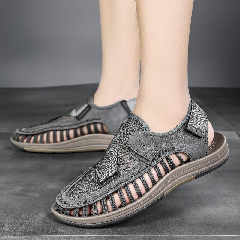 Fashion Breathable Fashion Casual Flats Bottom Male Sandals Sneakers Men's Sport Closed Toe Sandals Summer Outdoors Hiking Mesh Shoes