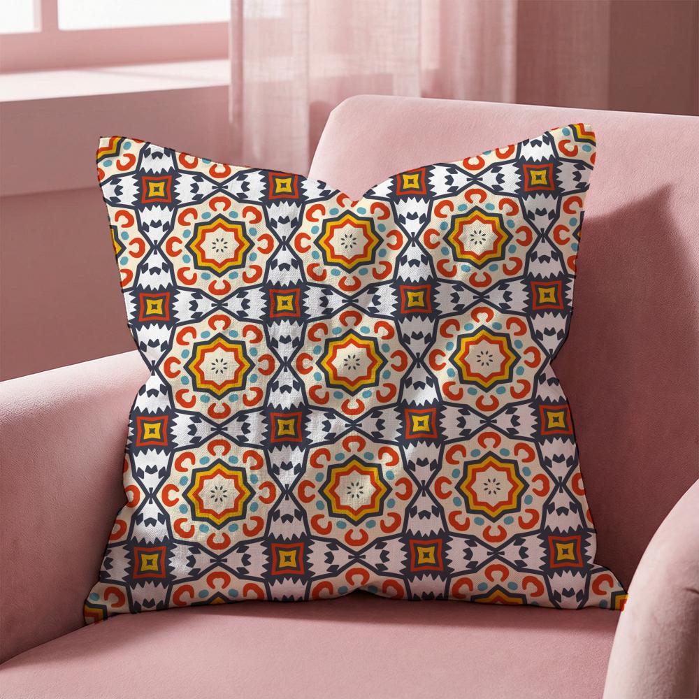 Moroccan Ethnic Pattern Cushion Cover Multi-Scene Pillow Cover for Home & Car - Reversible, Soft & Durable for Daily Use