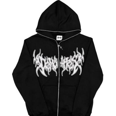 Grunge Zip Up Hoodie Streetwear Brief Gedrukt Lange Mouw Sweatshirts Gothic Punk Y2k Herfst Winter Vrouwelijke Hoodie Vrouwen Tops