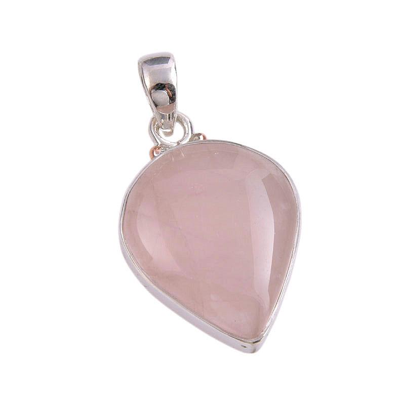 Natural Rose Quartz Gemstone Handmade 925 Solid Silver Gift Pendant 1.25" h5N43