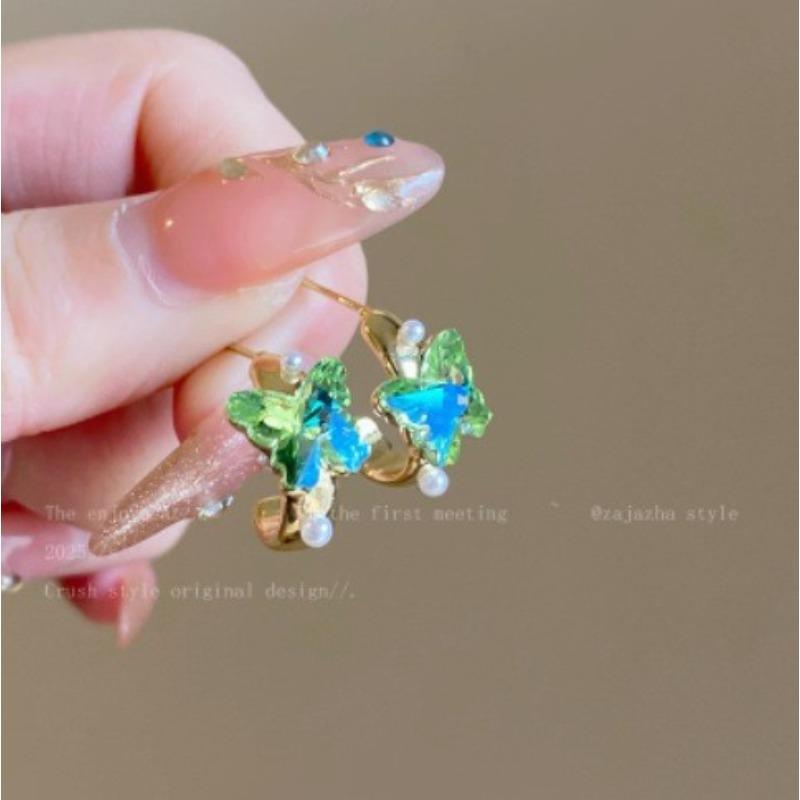 Old And Beautiful~ Fringed Earrings Niche Long Flower Butterfly Stud Earrings Exquisite Versatile Light Luxury Ears