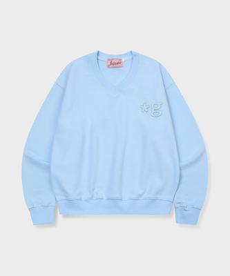 Geulleondeun Signature Logo V Neck Sweatshirt (Baby Blue)
