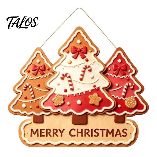 Christmas Hanging Wooden Signs Sign Ornament, Multi-Layer Tree Wood Plaque Multi Layered Wall Art with Rope, Merry Festive Door Decor Farmhouse Hanger