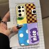 Color Block Match Plaid Women Girls Vortex Texture Phone Case for Samsung Galaxy S25 Edge S24 S23 S22 S21 FE Plus Ultra Cover