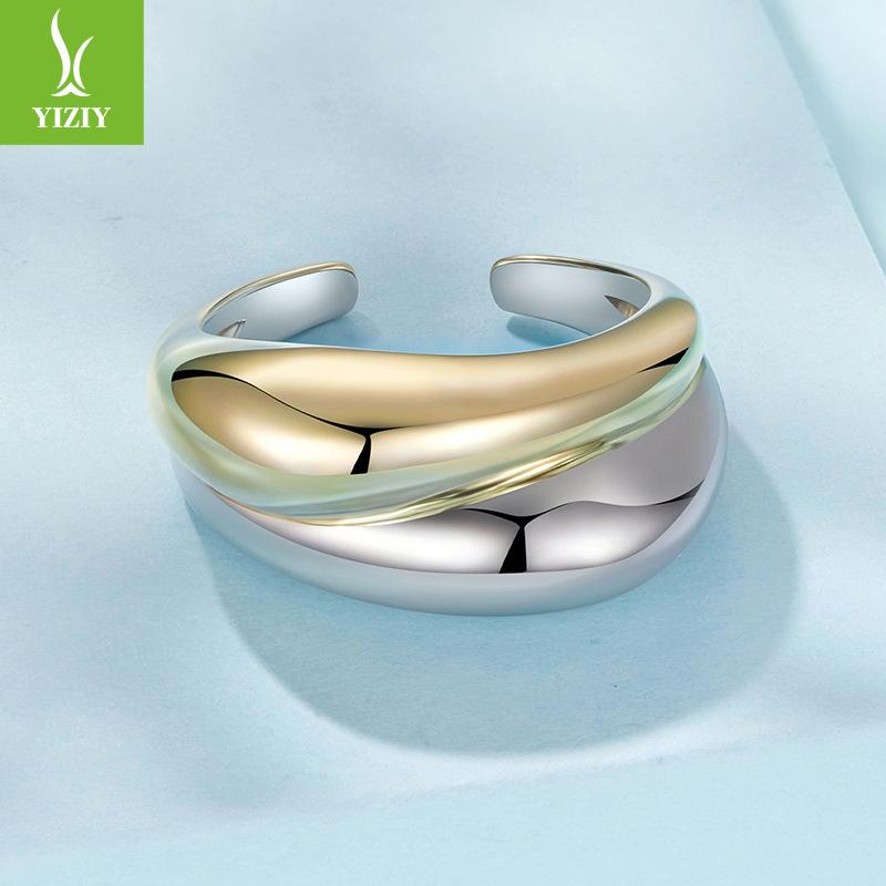 Simple Classic Metal Texture Smooth Surface Two-Color Open Ring Men'S And Women'S Trend Copper Ring