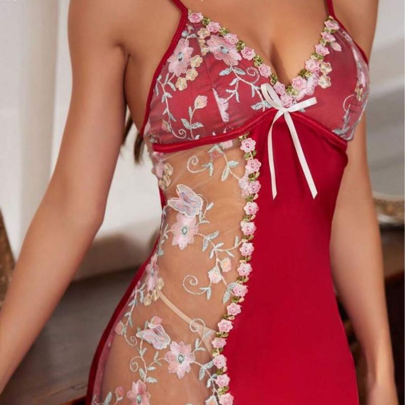 Women S Sexy Lace Backless Sheer Slip Sleep Dress