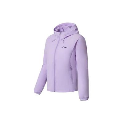 Li Ning Running Series Packable Stretch Long Sleeve Hooded Windbreaker Women Outerwear Lilac AFDS346-3