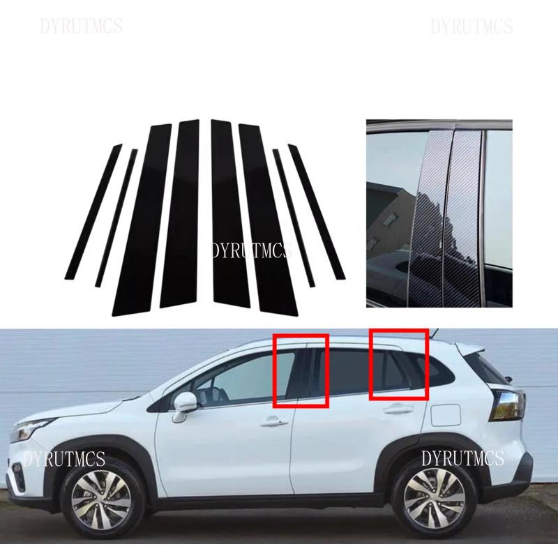 Glosss Black Pillar Post Fit For Suzuki SX4 s-cross 2014-2017 2018 Cover Window Decal Trim Sticker Carbon Silver
