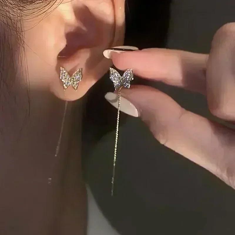 Super Sparkling Crystal Golden Earrings for Women Personalized Exquisite Daily Accessories Party Jewelry Birthday Gifts