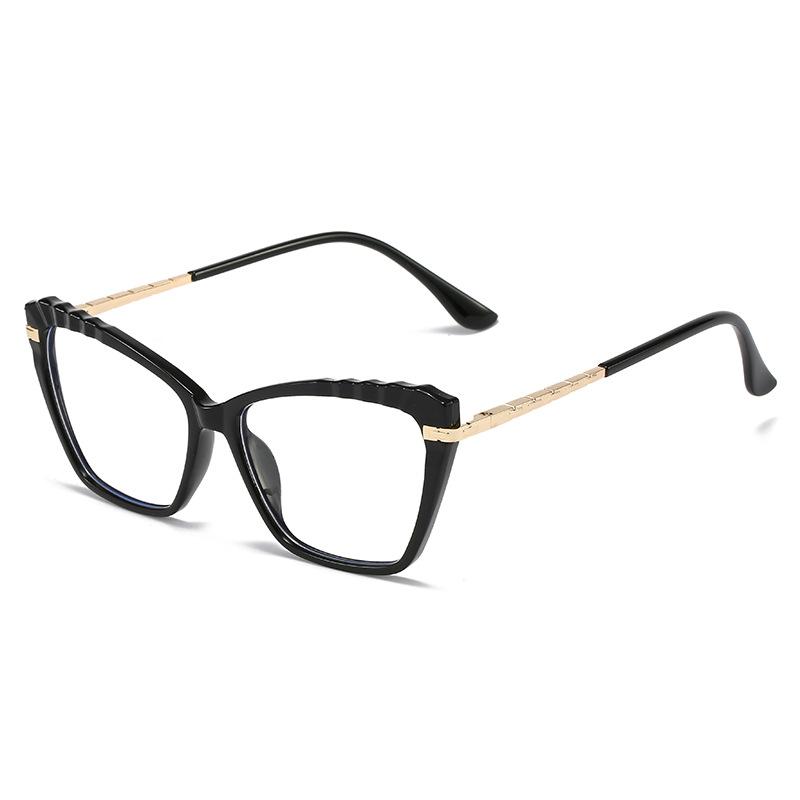 Tr90 Anti-Blue Glasses Cat Eye Metal Glasses Color Matching Ultra-Light Full Frame Metal Glasses Frame Flat Mirror