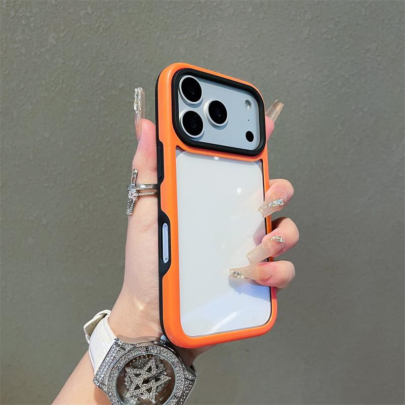 Macaron Color Collision Shockproof Acrylic Transparent Phone Case For iPhone 17 16 Plus 15 14 13 12 Pro Max 11 Clear Hard Cover