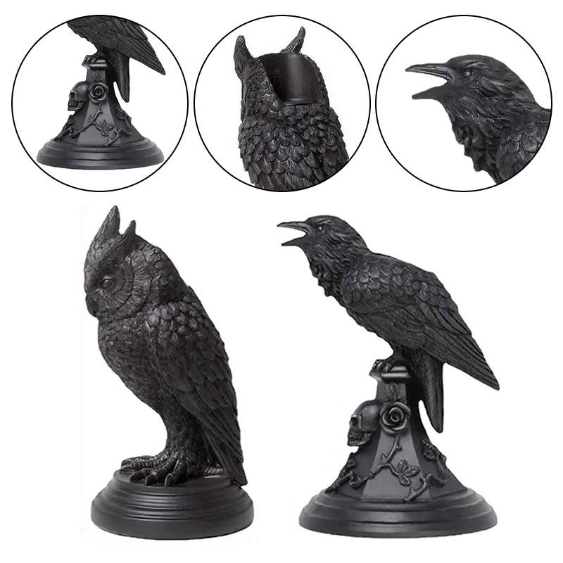 Crow Silastic Mould Candle Holder Retro Black Candlestick Resin Sculpture Craft Halloween Statue Fun Atmosphere Home Decorat
