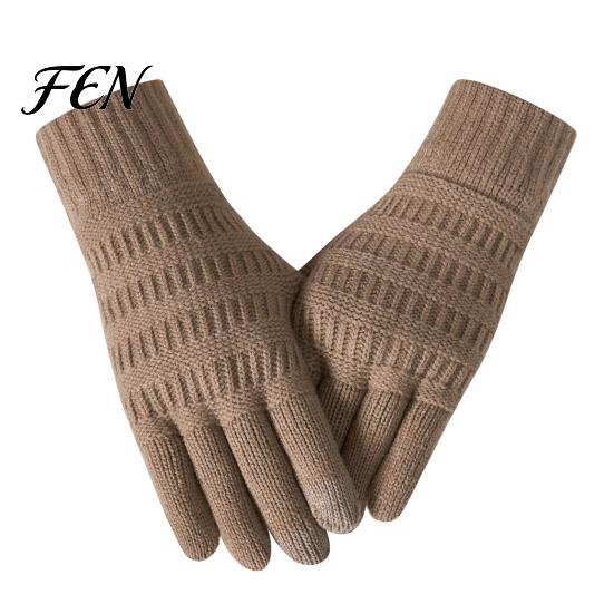 Fashionable Cold Protection Gloves Knitted Touchscreen for Men Women, Winter Warm Thermal Gloves, Thickened Solid Color Daily Use Plush Lining Mittens