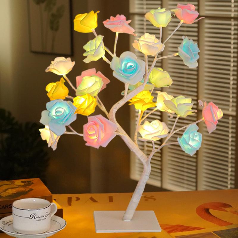 USB Remote Control LED Rose Tree Night Light for Bedroom - Perfect As a Birthday Gift.
