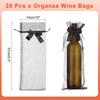 30pcs Organza Wine Bags 14x37cm Wine Bottle Gift Bags Pouches Wine Wrapping Bags for Bottle Wrap Christmas Wedding Party Decor