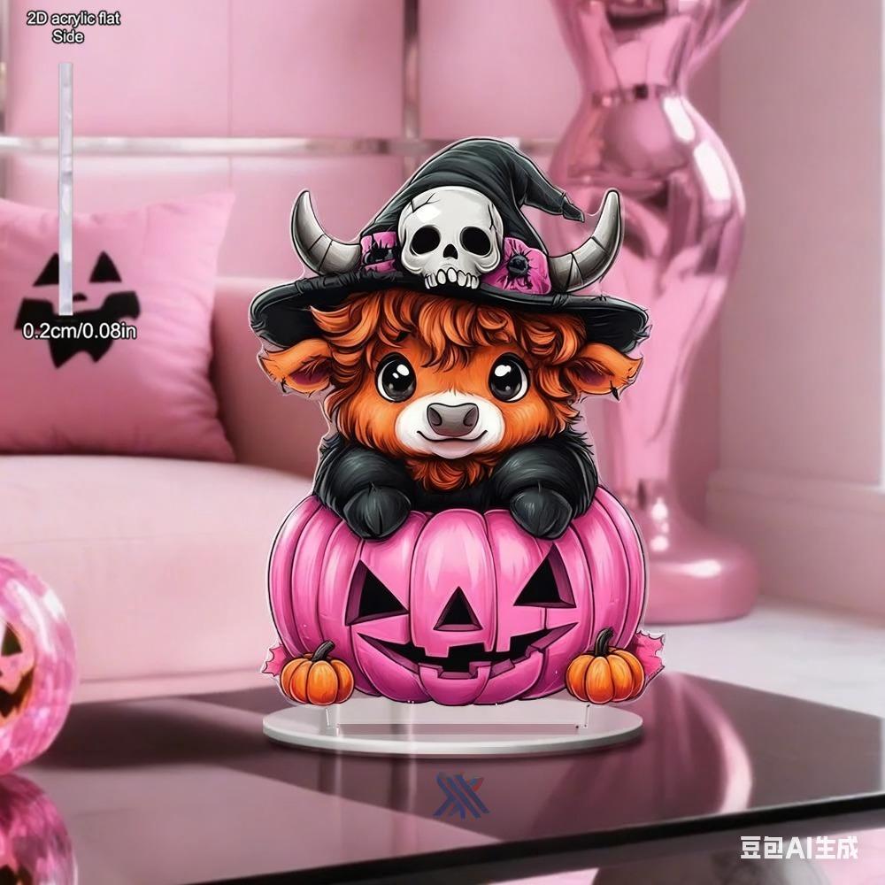 Cute High-low Cow Home Decoration for Halloween Nestled in Pumpkins, Holiday Decorations, Home Tabletop Decorations, Nurseries, Home Desk Living Room