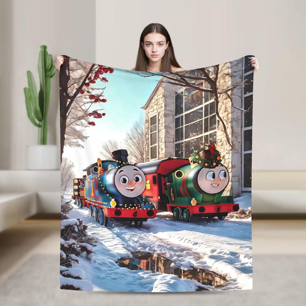 Super Soft T-thomas and Friends Throw Blanket Premium Fleece Flannel Lightweight Bed Blanket Super Cozy Blankets All Season Use