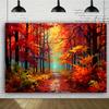2D Plane, 1 Piece of a Vibrant Autumn Forest Path Background, Suitable for Various Photography Purposes, Etc.