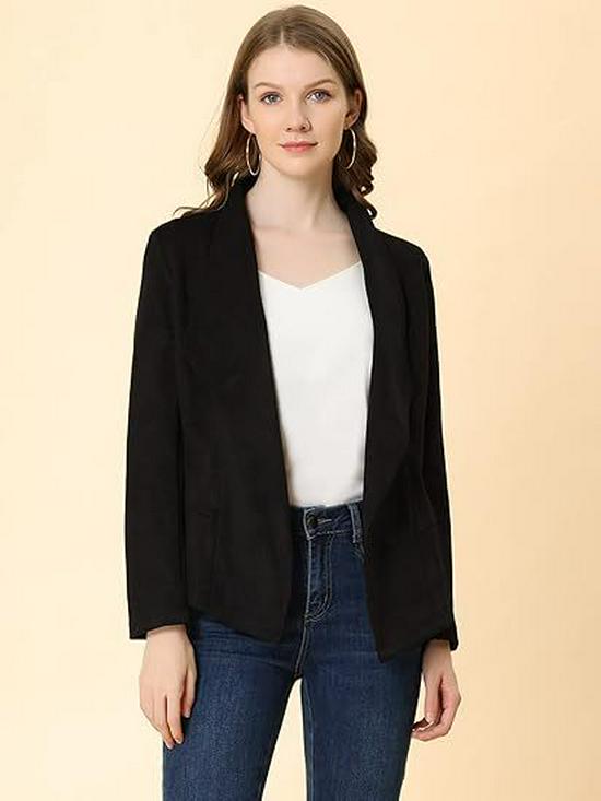 

Жіноча куртка з штучної замші приталеного крою - відкладний комір, довгий рукав, зручна тканина, мода 2025. XL чорний