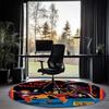 Steven Rhodes Printed Round Rug Carpet Chair Rug Area Rug Entryway Doormats,for Office Chair Living Room Bedroom Kitchen Room.